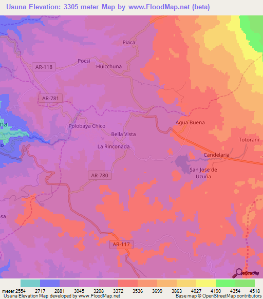 Usuna,Peru Elevation Map