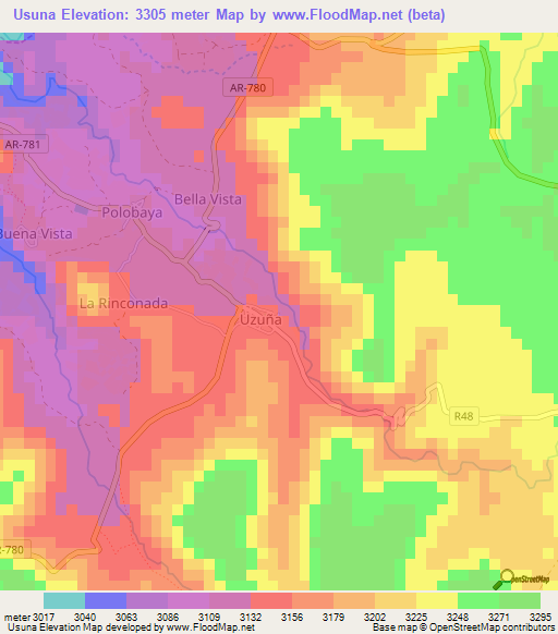 Usuna,Peru Elevation Map