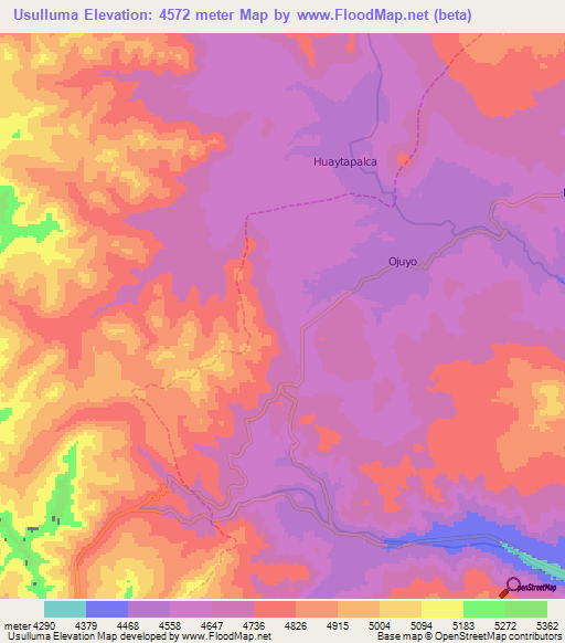 Usulluma,Peru Elevation Map