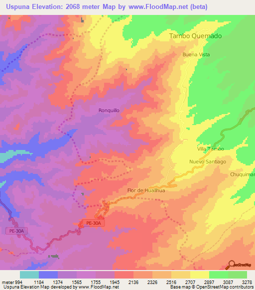 Uspuna,Peru Elevation Map