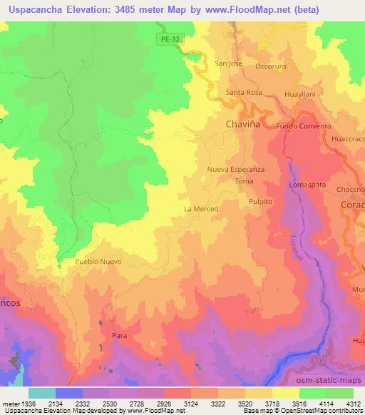 Uspacancha,Peru Elevation Map