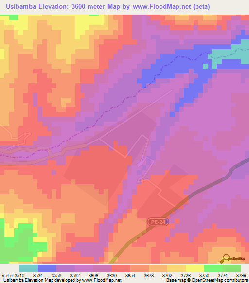 Usibamba,Peru Elevation Map