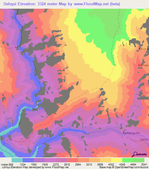 Ushqui,Peru Elevation Map
