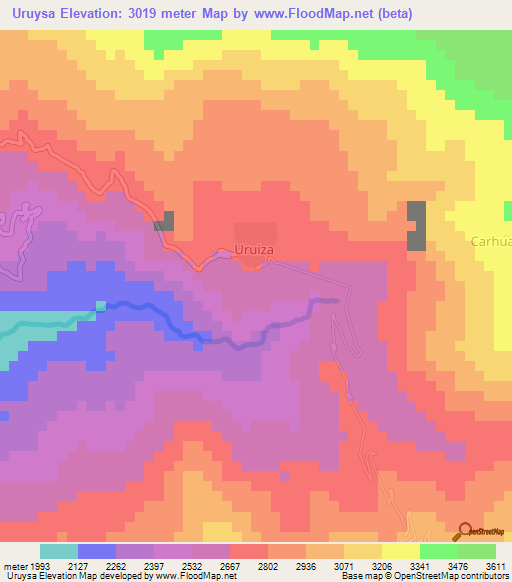 Uruysa,Peru Elevation Map