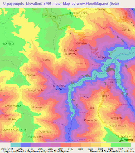 Urpaypuquio,Peru Elevation Map