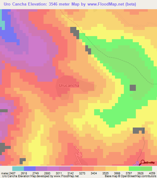 Uro Cancha,Peru Elevation Map