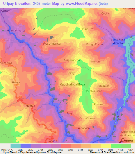 Uripay,Peru Elevation Map