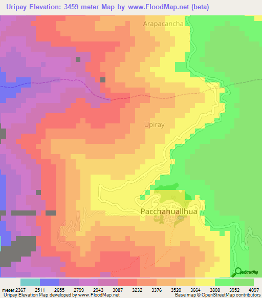 Uripay,Peru Elevation Map