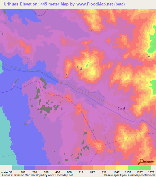 Urihuas,Peru Elevation Map