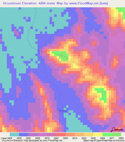 Urcunimuni,Peru Elevation Map