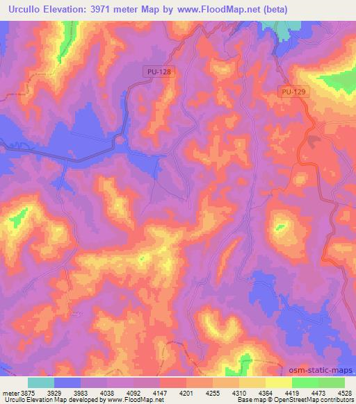 Urcullo,Peru Elevation Map