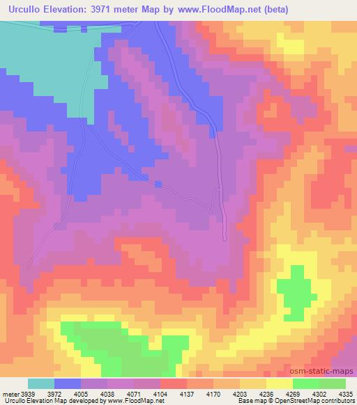 Urcullo,Peru Elevation Map