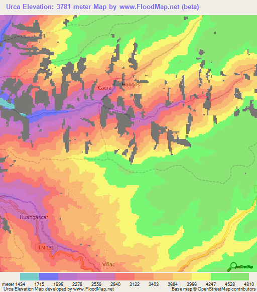 Urca,Peru Elevation Map