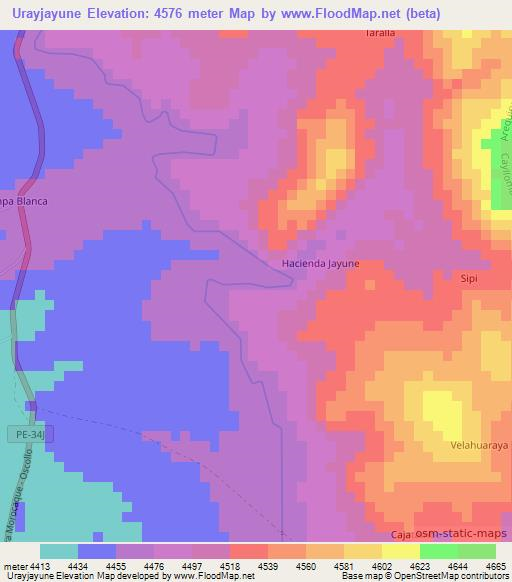 Urayjayune,Peru Elevation Map
