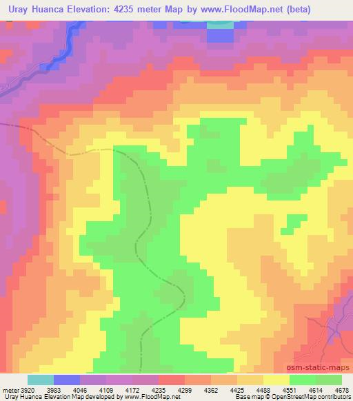 Uray Huanca,Peru Elevation Map