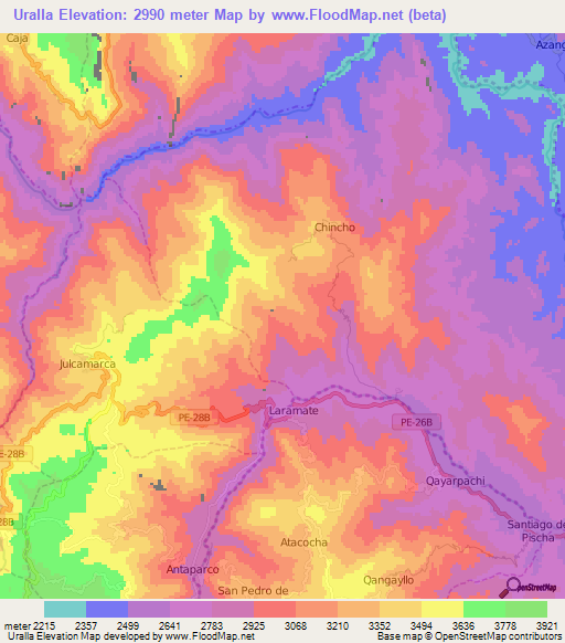 Uralla,Peru Elevation Map