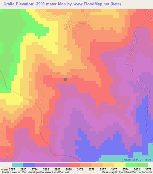 Uralla,Peru Elevation Map
