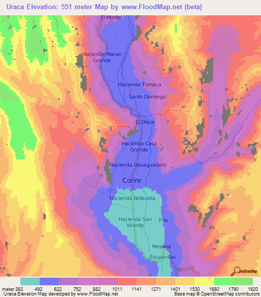 Uraca,Peru Elevation Map