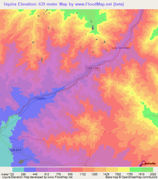 Uquira,Peru Elevation Map