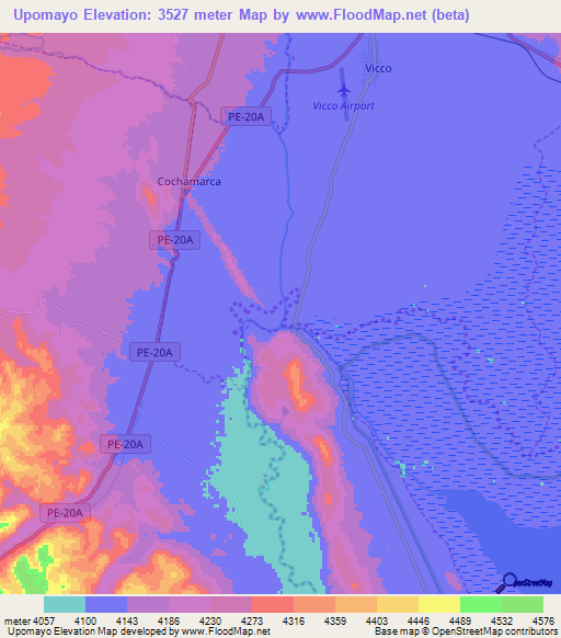 Upomayo,Peru Elevation Map