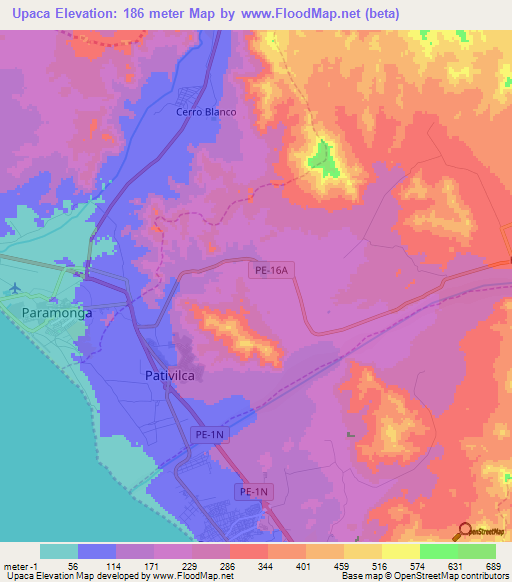 Upaca,Peru Elevation Map