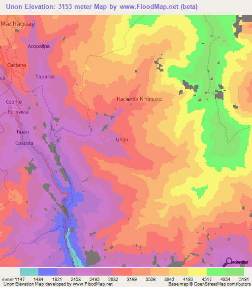Unon,Peru Elevation Map