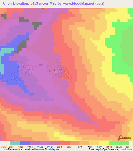 Unon,Peru Elevation Map