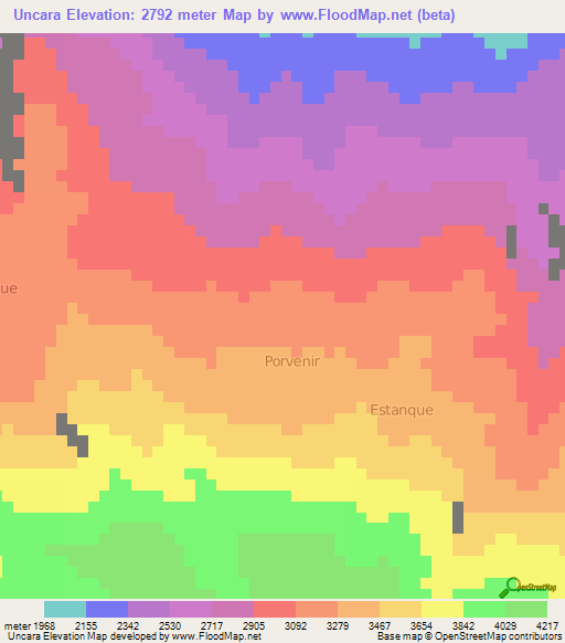 Uncara,Peru Elevation Map