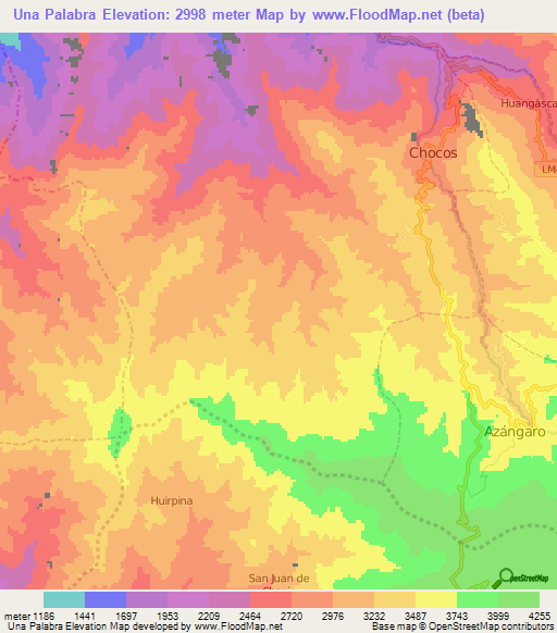 Una Palabra,Peru Elevation Map