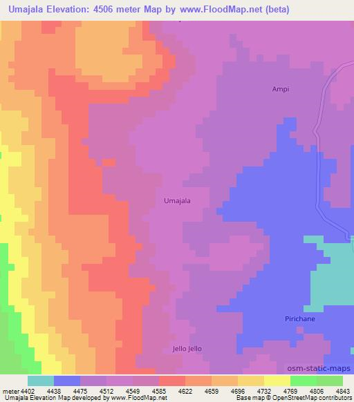 Umajala,Peru Elevation Map