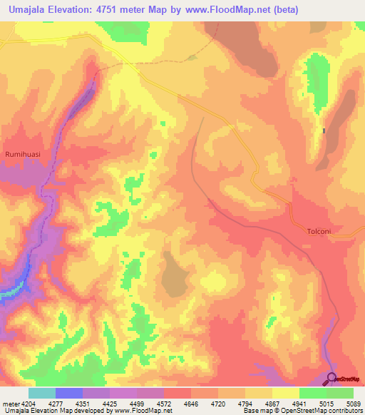 Umajala,Peru Elevation Map