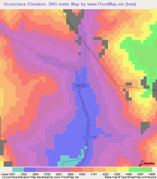 Ucruzchaca,Peru Elevation Map