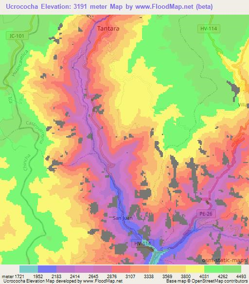 Ucrococha,Peru Elevation Map
