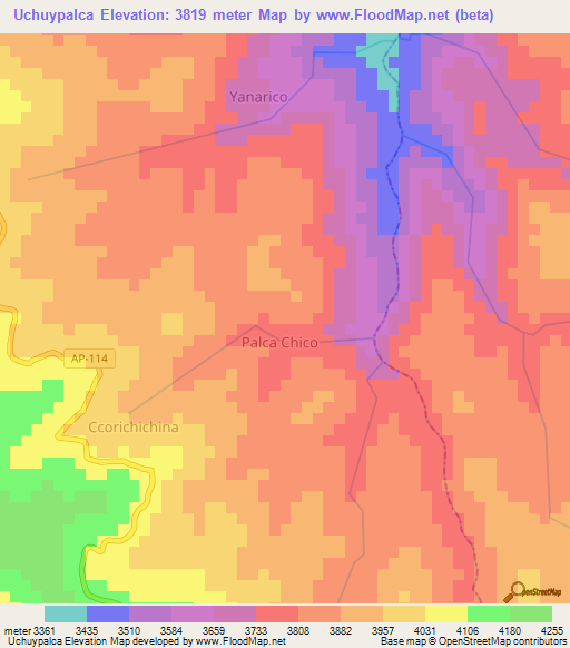 Uchuypalca,Peru Elevation Map