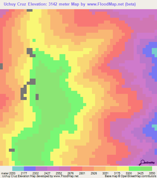 Uchuy Cruz,Peru Elevation Map