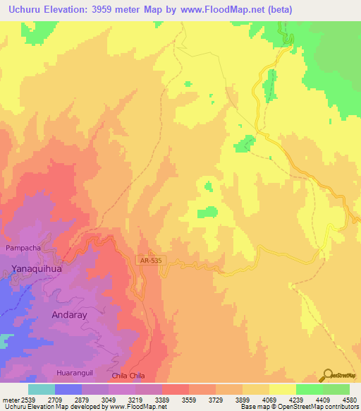 Uchuru,Peru Elevation Map