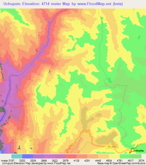 Uchuputo,Peru Elevation Map
