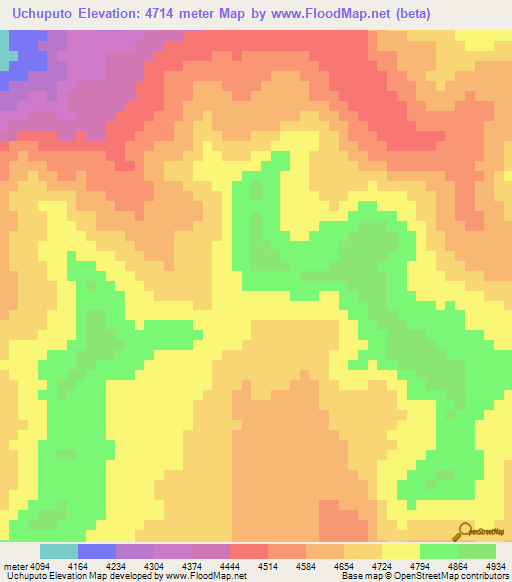 Uchuputo,Peru Elevation Map