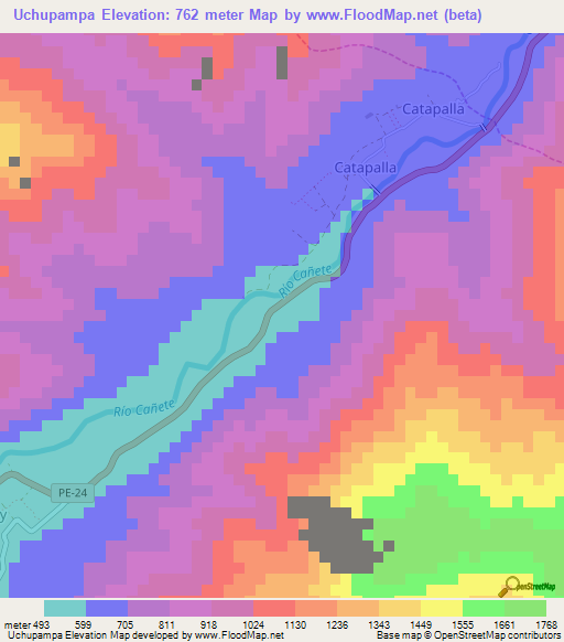 Uchupampa,Peru Elevation Map