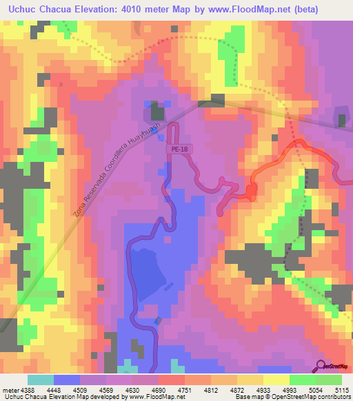Uchuc Chacua,Peru Elevation Map