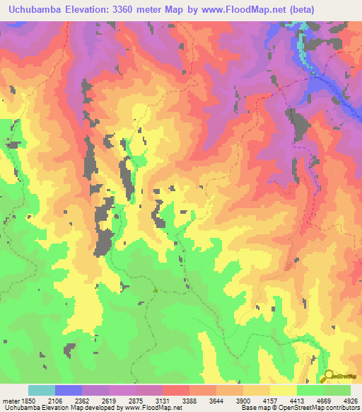 Uchubamba,Peru Elevation Map