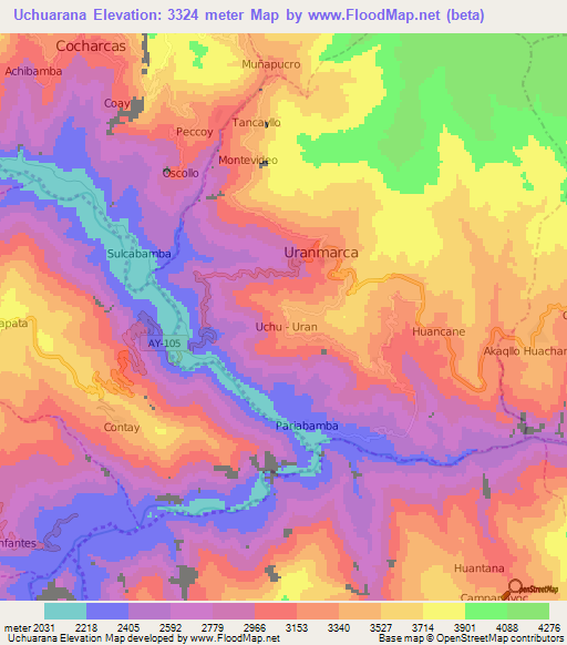 Uchuarana,Peru Elevation Map