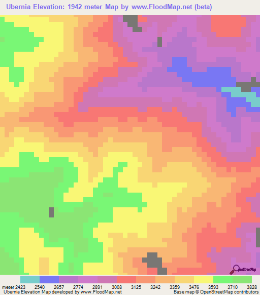 Ubernia,Peru Elevation Map