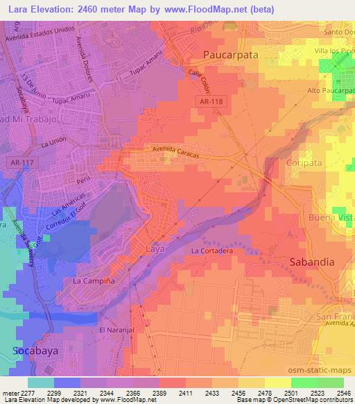 Lara,Peru Elevation Map