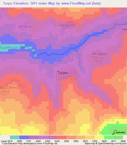 Turpo,Peru Elevation Map