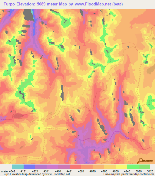 Turpo,Peru Elevation Map