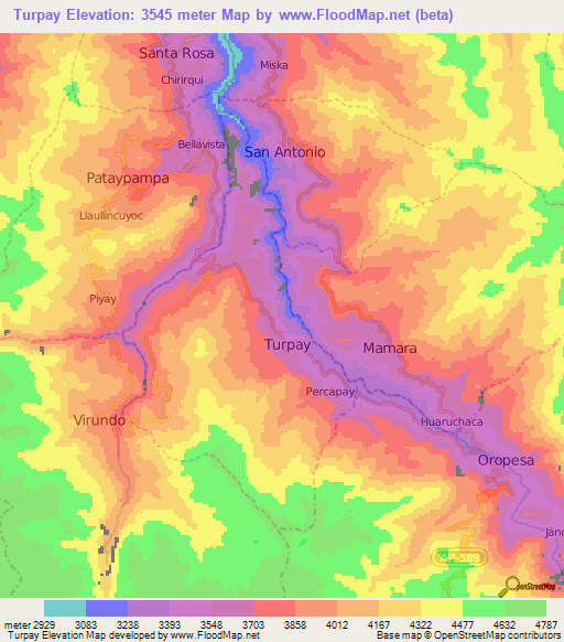 Turpay,Peru Elevation Map