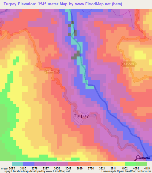 Turpay,Peru Elevation Map