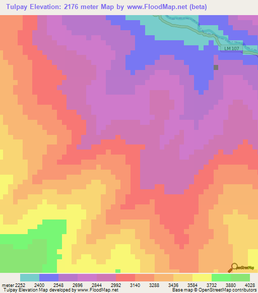 Tulpay,Peru Elevation Map