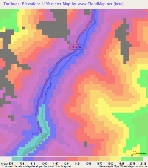 Turihuasi,Peru Elevation Map